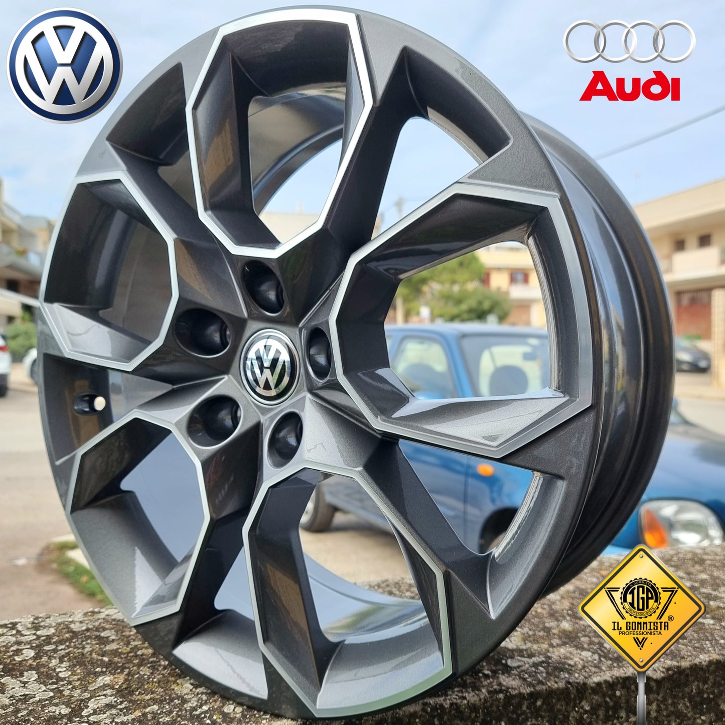SW KIT 4 Cerchi In Lega 7,5 x 18" Compatibili con Volkswagen Golf 5 6 7 8 T-Roc Passat + Audi A3 dal 2004 in poi + Skoda Superb Yeti Octavia