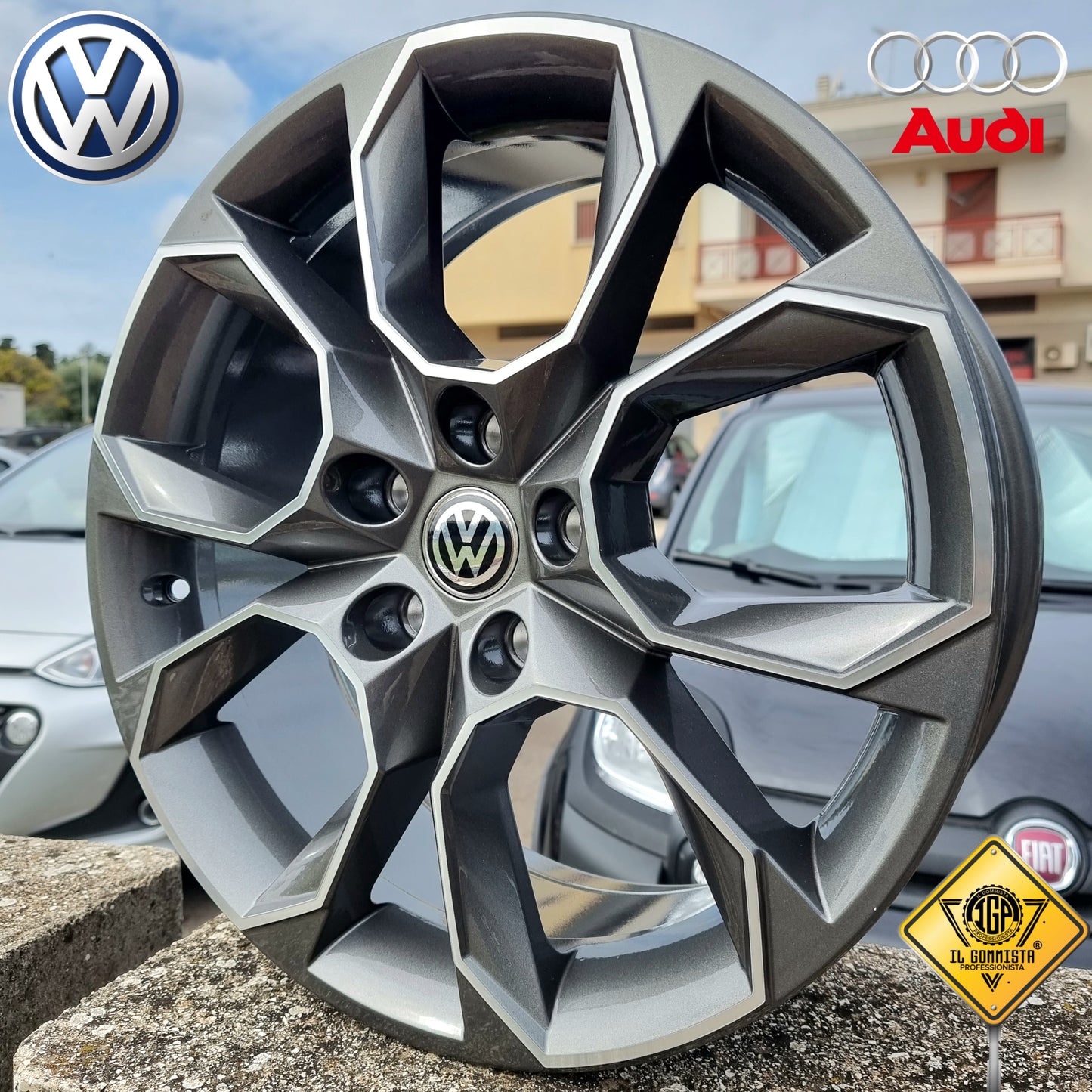 SW KIT 4 Cerchi In Lega 7,5 x 18" Compatibili con Volkswagen Golf 5 6 7 8 T-Roc Passat + Audi A3 dal 2004 in poi + Skoda Superb Yeti Octavia