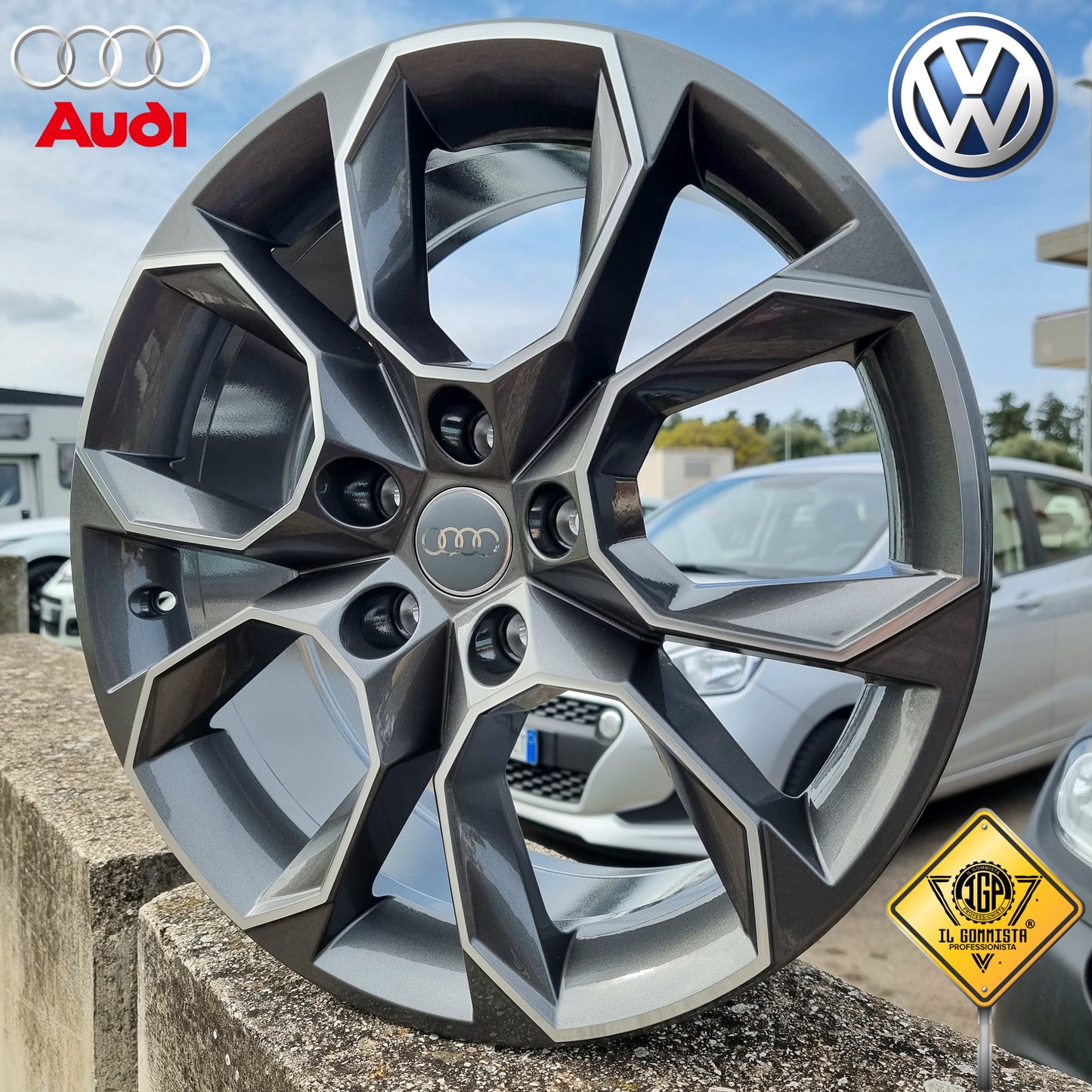 SW KIT 4 Cerchi In Lega 7,5 x 18" Compatibili con Volkswagen Golf 5 6 7 8 T-Roc Passat + Audi A3 dal 2004 in poi + Skoda Superb Yeti Octavia