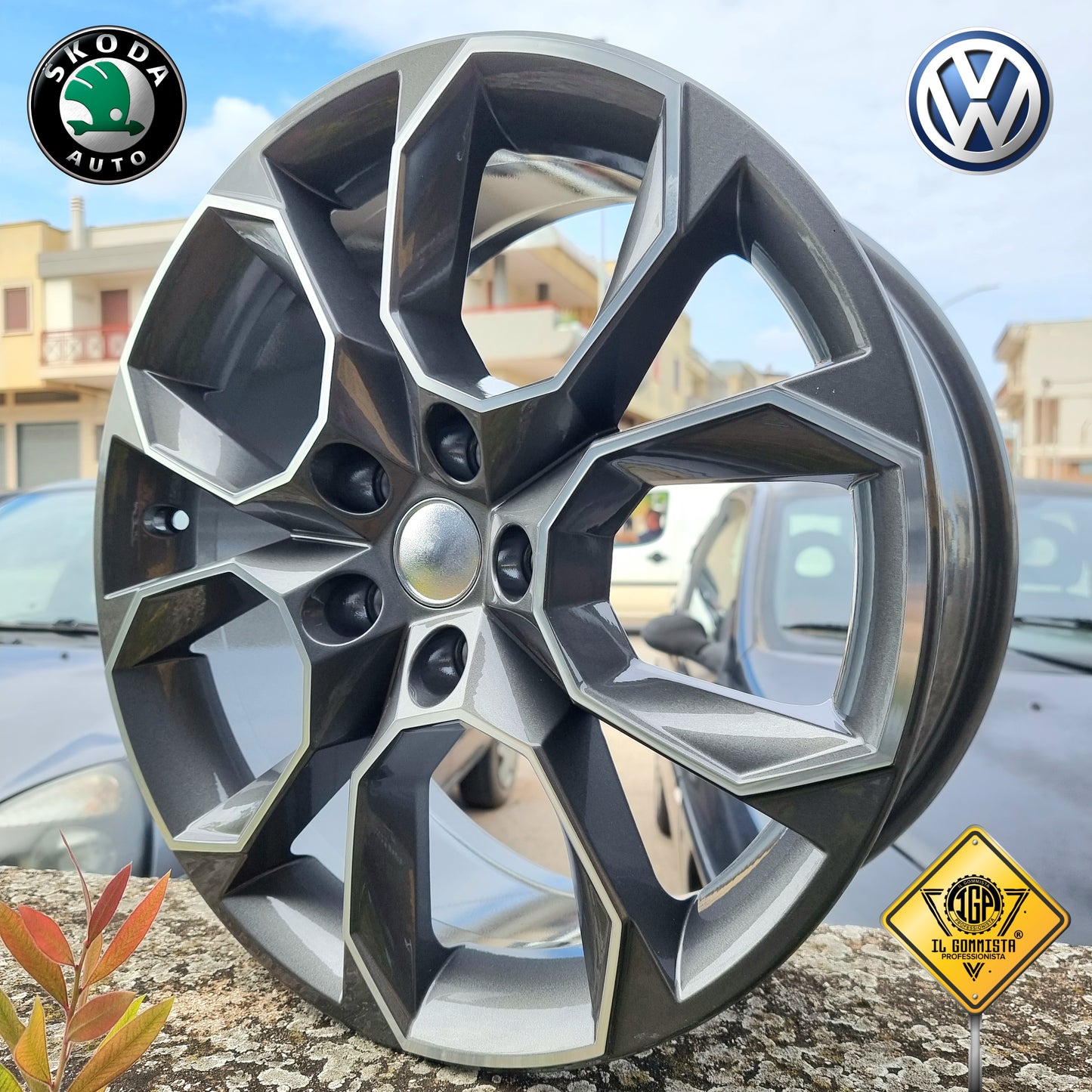 SW KIT 4 Cerchi In Lega 7,5 x 18" Compatibili con Volkswagen Golf 5 6 7 8 T-Roc Passat + Audi A3 dal 2004 in poi + Skoda Superb Yeti Octavia