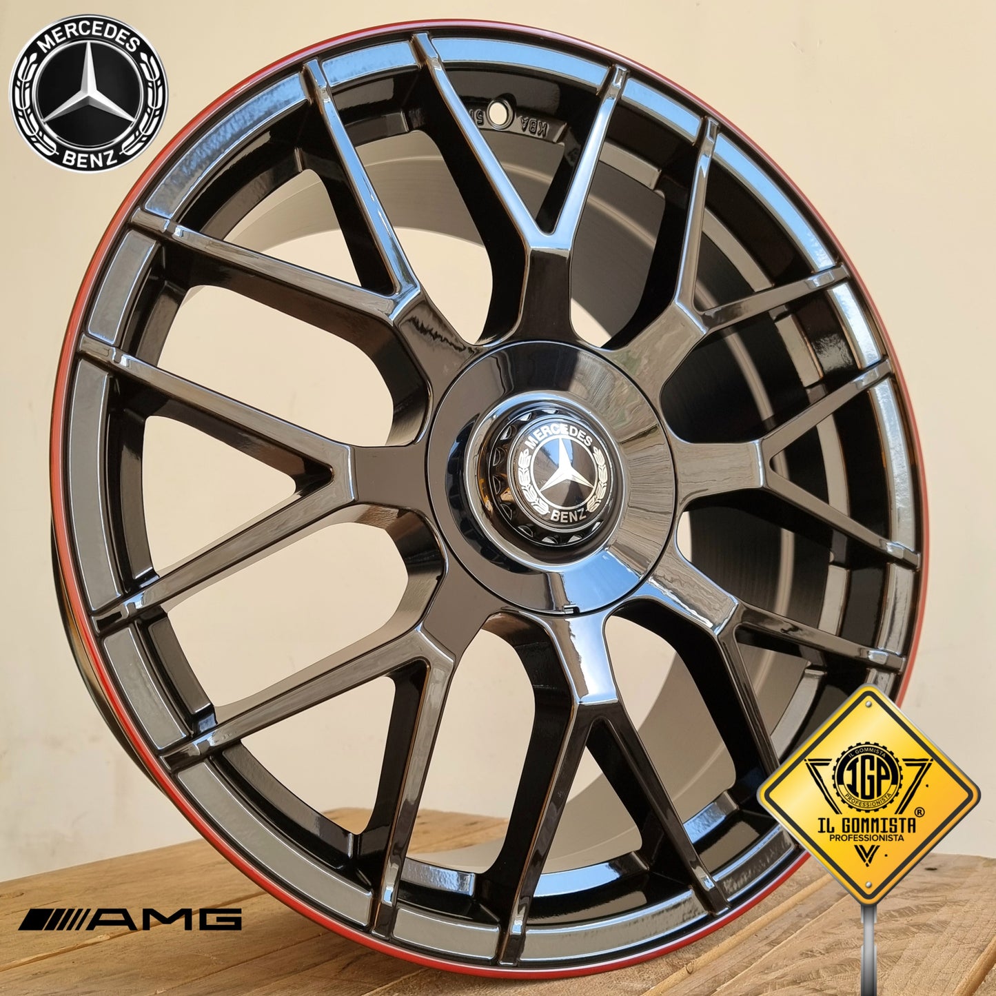 AMGs RED EDITION KIT 4 Cerchi In Lega 8 x 18" Compatibili con Mercedes Classe A + B + C + E + CLA GLA GLB GLC R M S Vito Viano