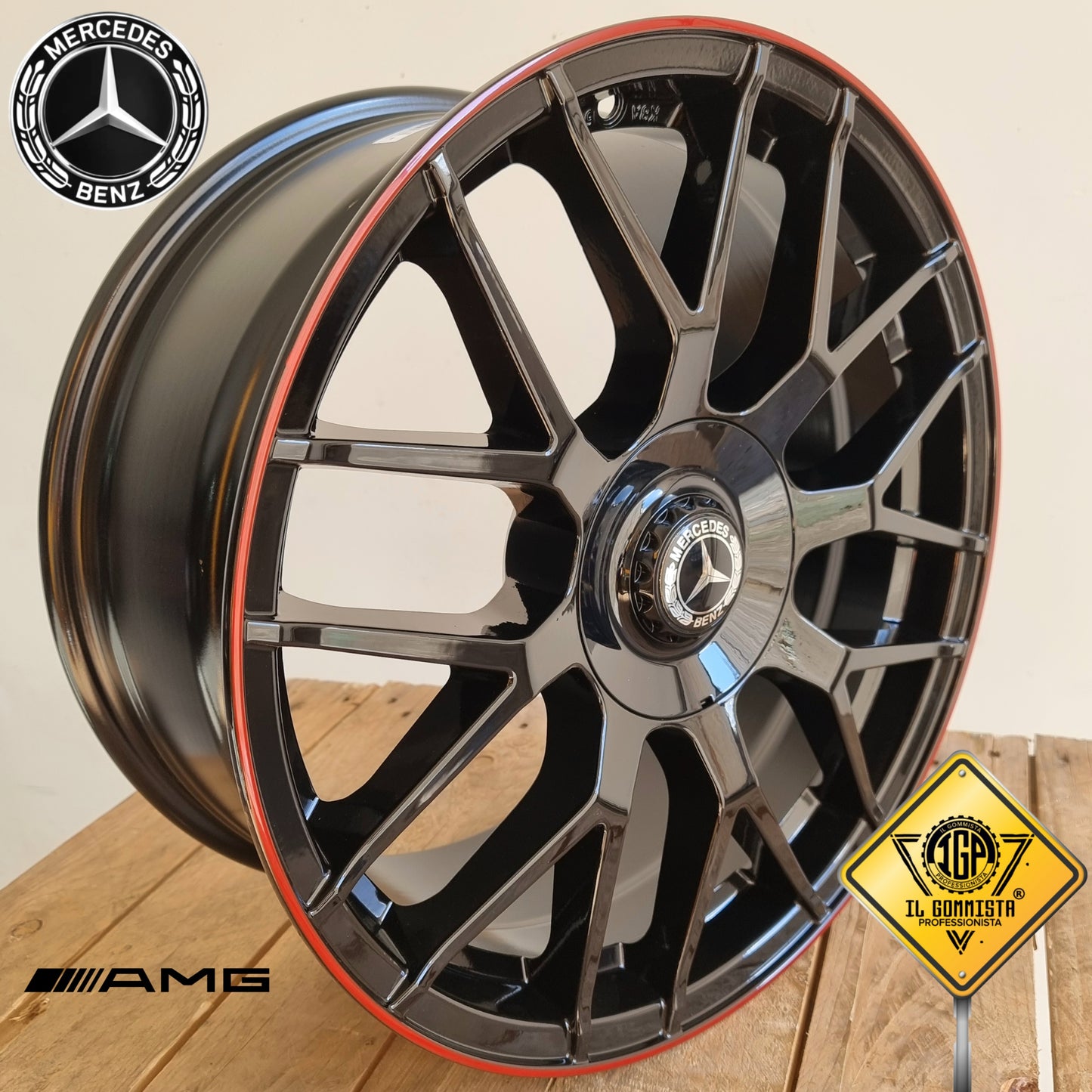 AMGs RED EDITION KIT 4 Cerchi In Lega 8 x 18" Compatibili con Mercedes Classe A + B + C + E + CLA GLA GLB GLC R M S Vito Viano