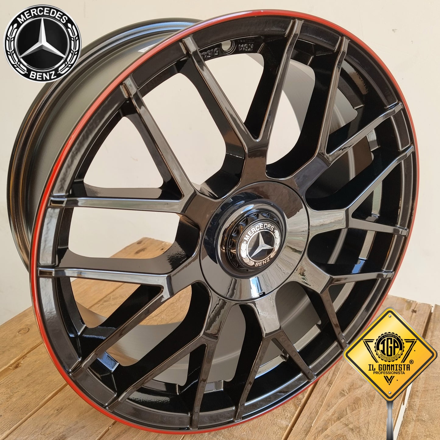 AMGs RED EDITION KIT 4 Cerchi In Lega 8 x 18" Compatibili con Mercedes Classe A + B + C + E + CLA GLA GLB GLC R M S Vito Viano