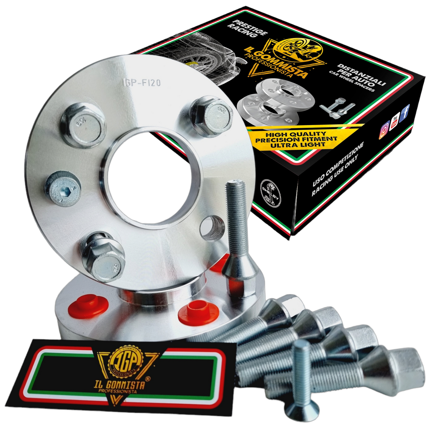 2 Distanziali Ruote 4 x 98 Fiat Alfa Lancia + bulloni M12 x 1.25 Made in Italy