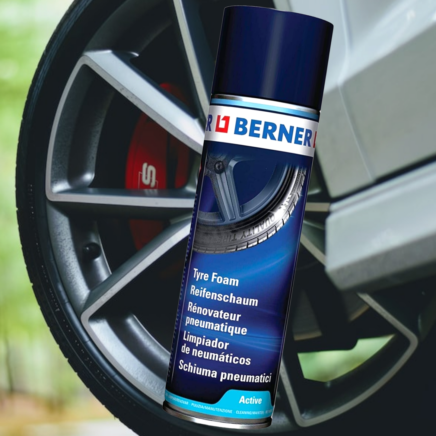 Berner Nero gomme Auto, Schiuma rigenerante Effetto Bagnato per Pneumatici altro