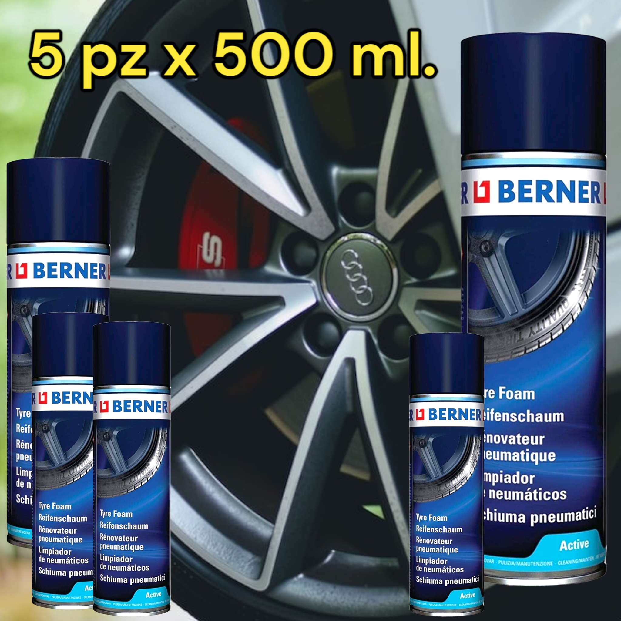 Berner Nero gomme Auto, Schiuma rigenerante Effetto Bagnato per Pneuma –  ilgommistaprofessionista