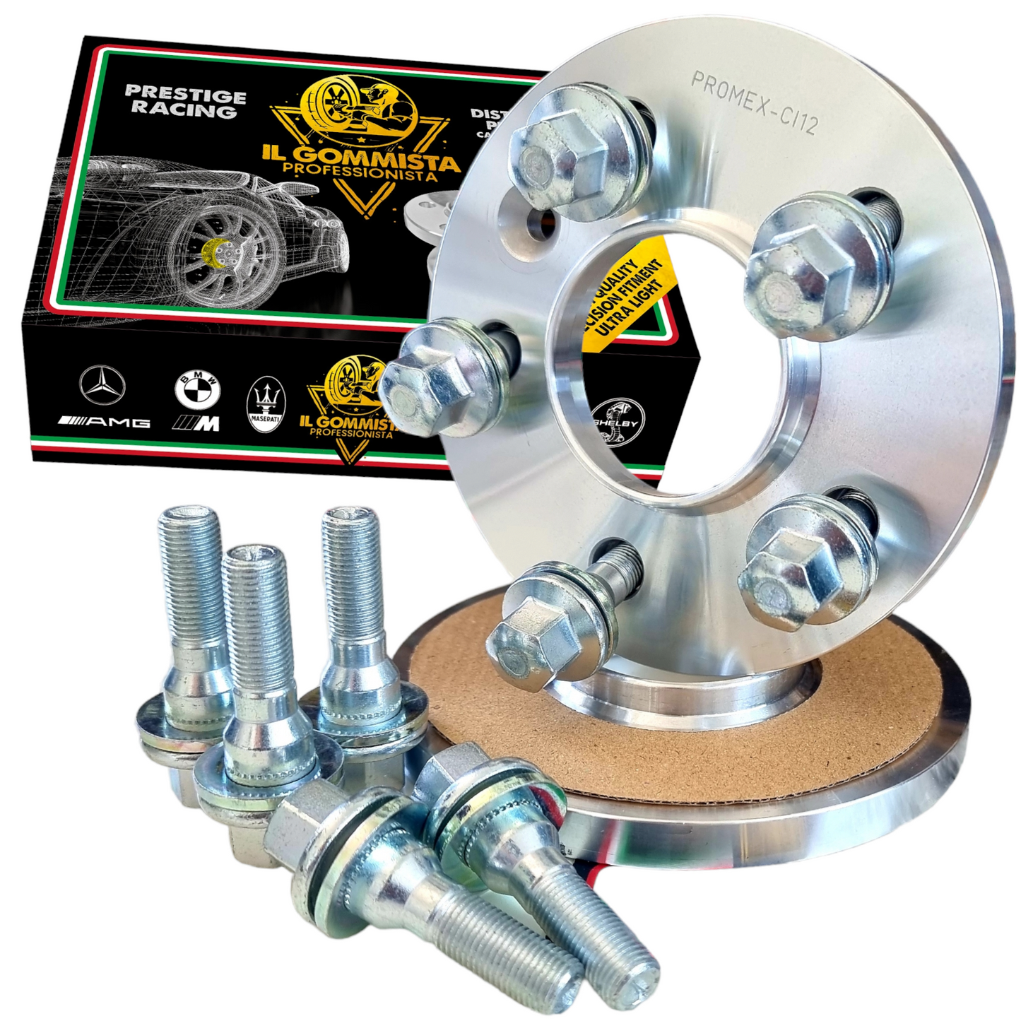 IGP 2 Distanziali Ruote 20 mm Compatibili Con Peugeot 206 / CC dal 2001> - 206 Plus dal 2009>- 207 / CC dal 06 al 2015-208 I II dal 2012>- 307 & 308 dal 2003 al 2013 + bulloni Piatti OEM