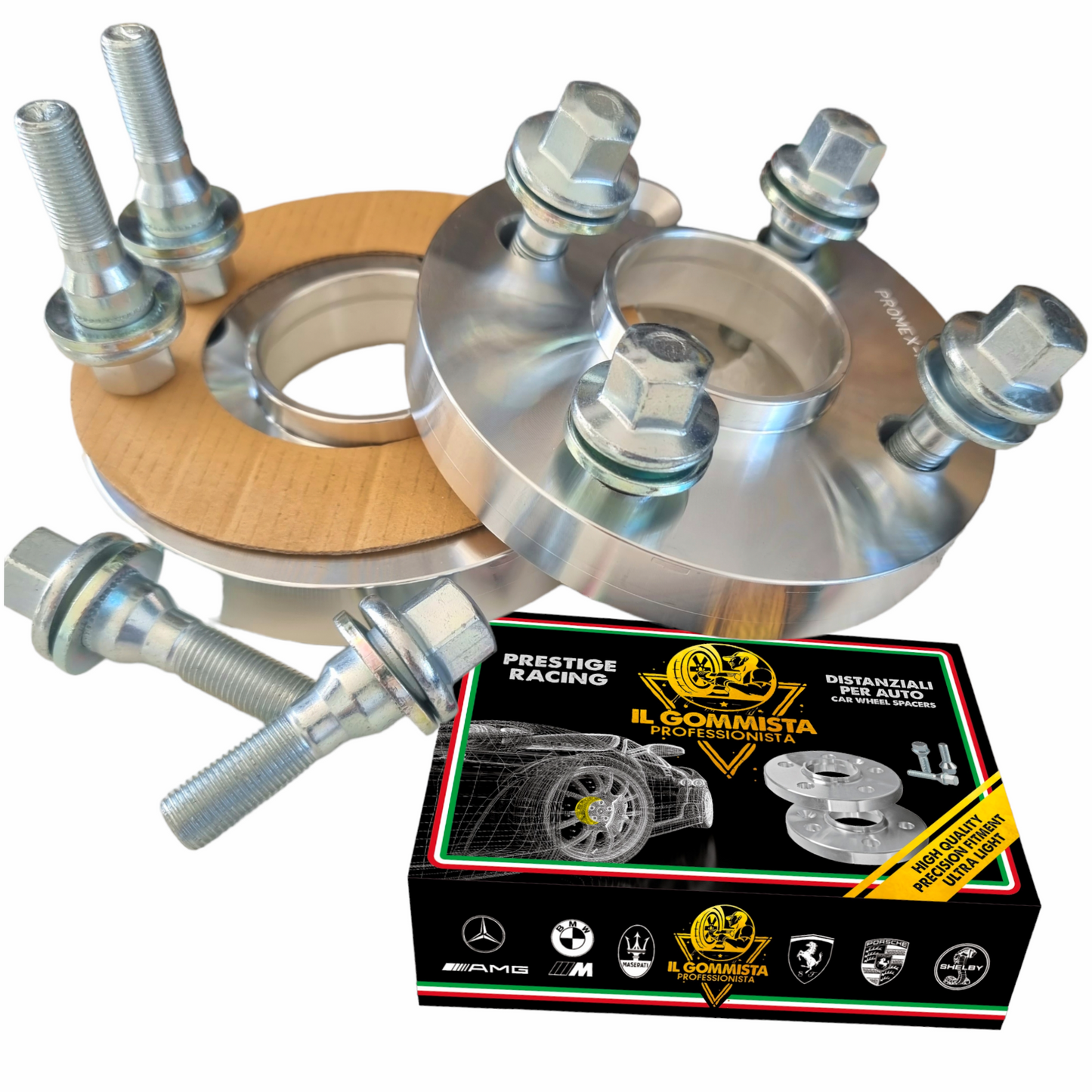 IGP 2 Distanziali Ruote 20 mm Compatibili Con Peugeot 206 / CC dal 2001> - 206 Plus dal 2009>- 207 / CC dal 06 al 2015-208 I II dal 2012>- 307 & 308 dal 2003 al 2013 + bulloni Piatti OEM