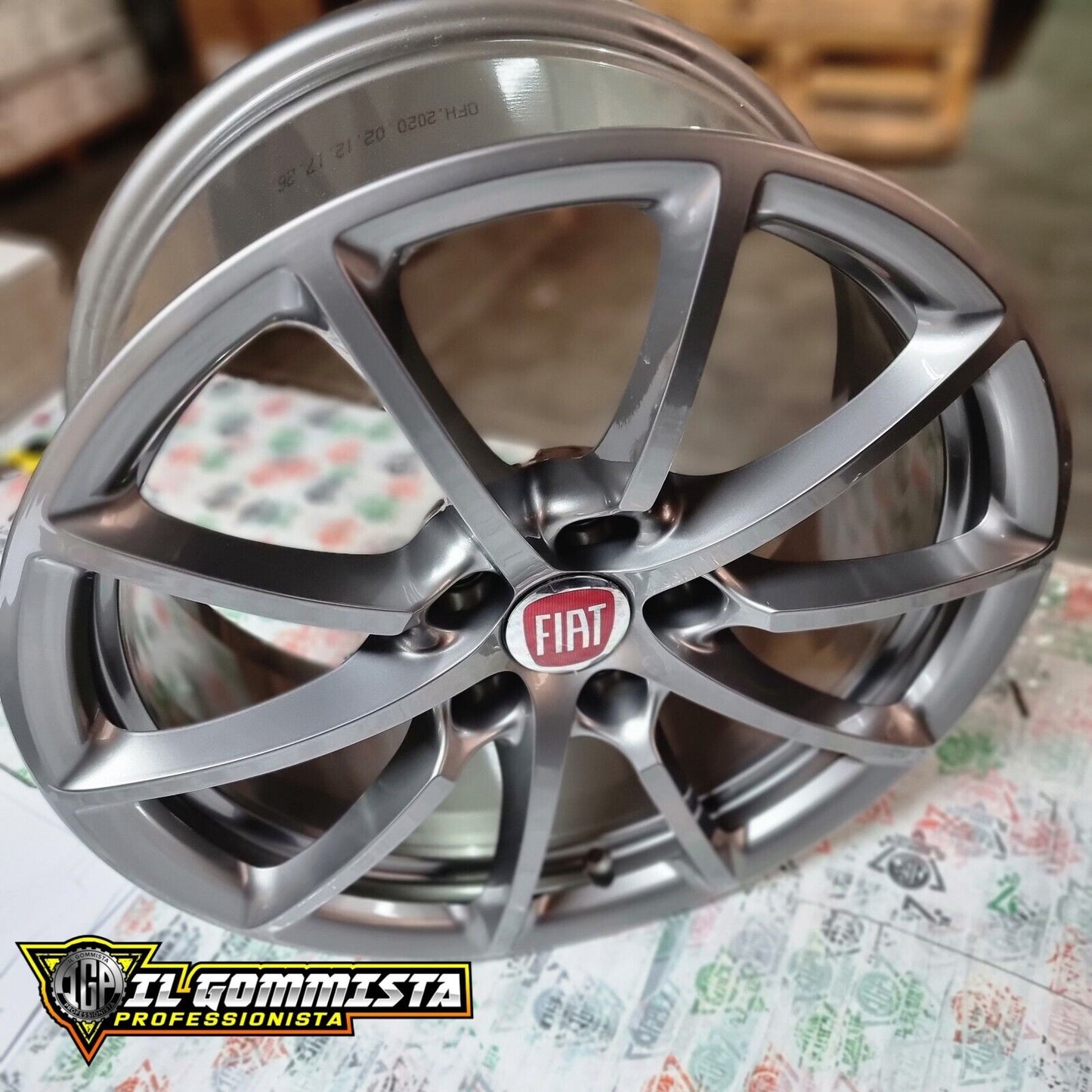 KIT 4 Cerchi In Lega Originali FCA 7,5j x 17" Compatibili con Alfa Romeo Giulietta 159 Brera Stelvio Tonale + 500 X Fiat Croma Saab 9.3 Antracite Lucido