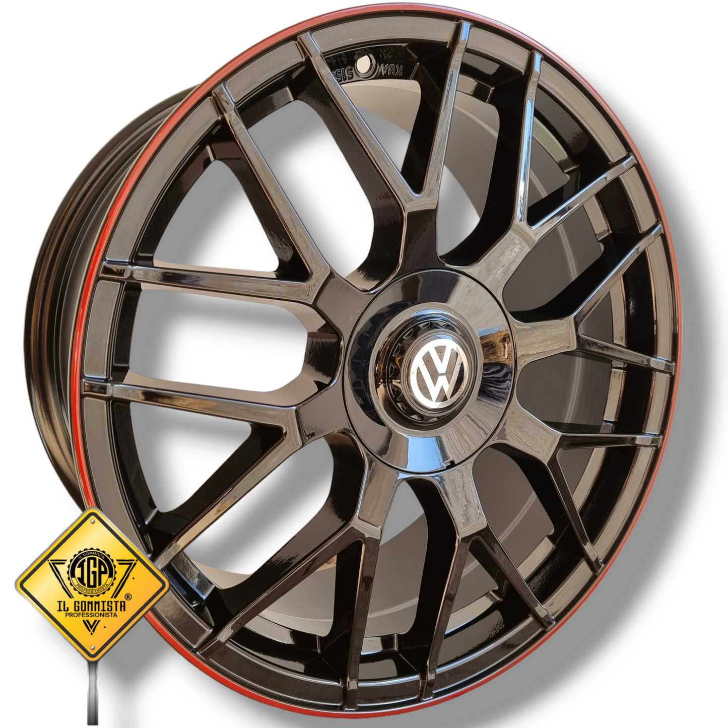 RR+ RED EDITION KIT 4 Cerchi In Lega 18" Compatibili con Volkswagen Golf Mk 5 6 7 7,5 8 Vag Passat Tiguan T-Toc Touran Id.3 Id.4