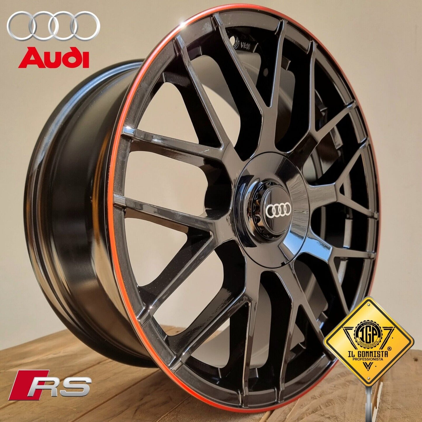 Rs RED EDITION KIT 4 Cerchi In Lega 18" Compatibili con Audi A3 A4 A6 TT Q2 Q3 Q4 Q5 E-tron Sportback Suv S-line