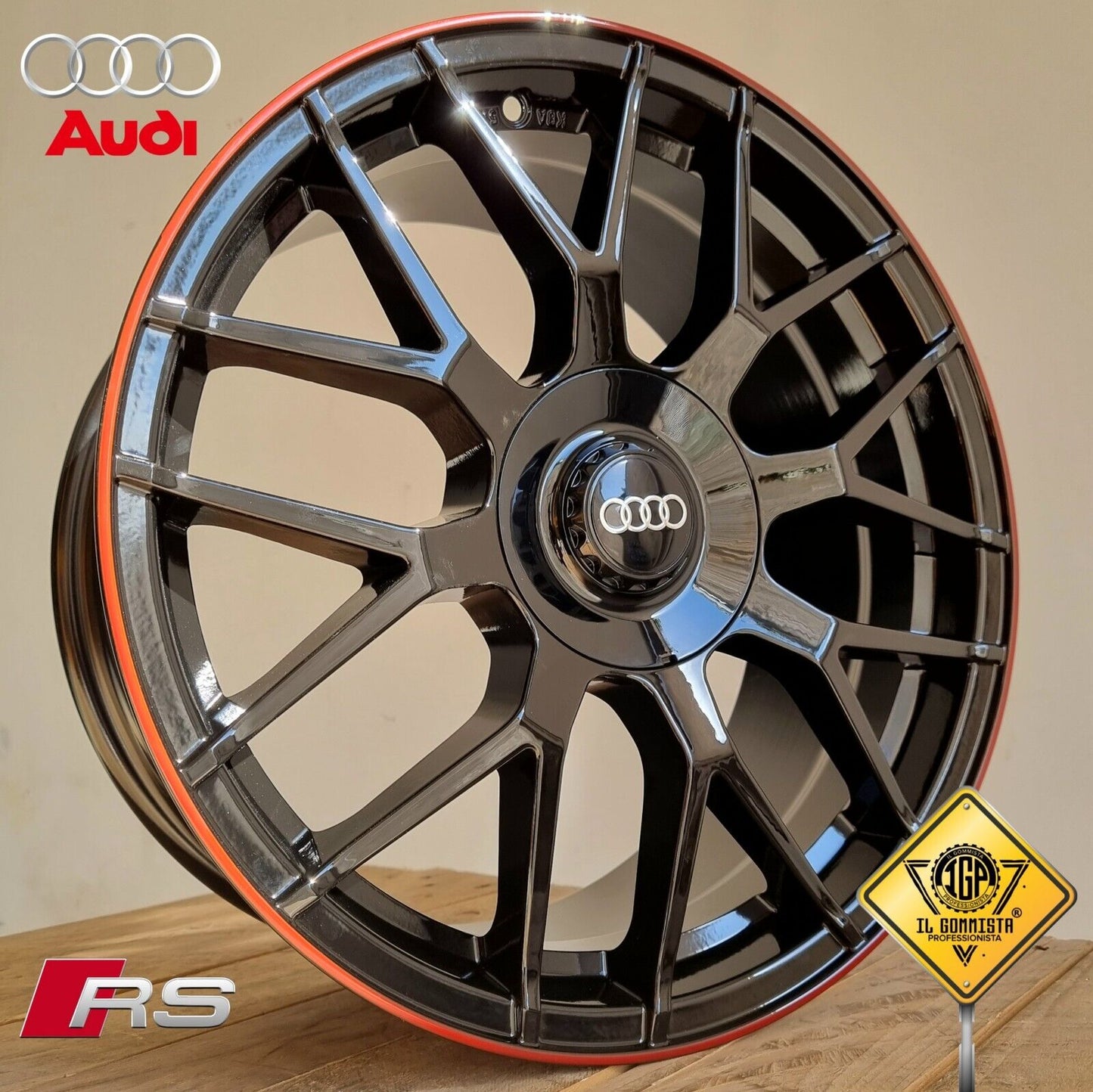 Rs RED EDITION KIT 4 Cerchi In Lega 18" Compatibili con Audi A3 A4 A6 TT Q2 Q3 Q4 Q5 E-tron Sportback Suv S-line